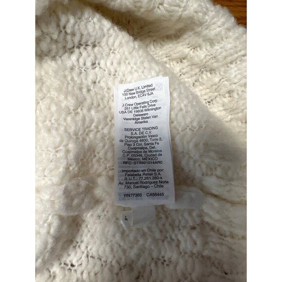 J Crew Womens Ivory Wool Alpaca Blend Chunky Knit Cowl Neck Sweater Size L - Picture 9 of 11